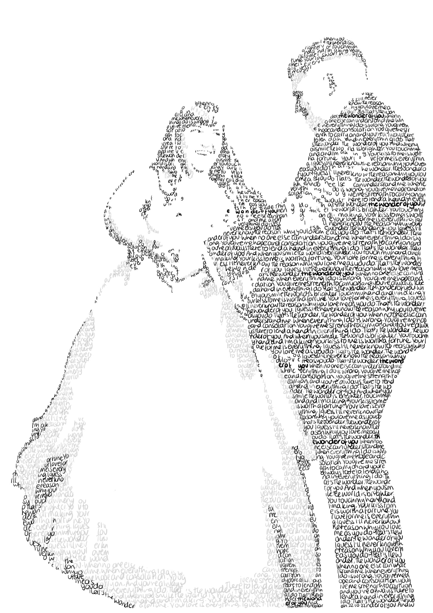 Custom Handwritten Lyric Portrait - PRINT
