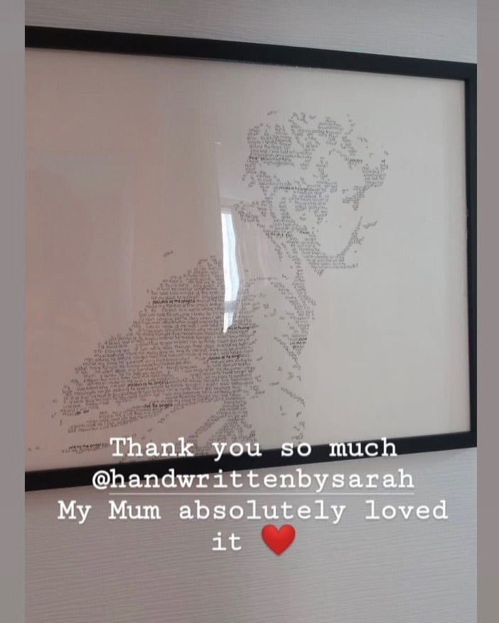Custom Handwritten Lyric Portrait - PRINT