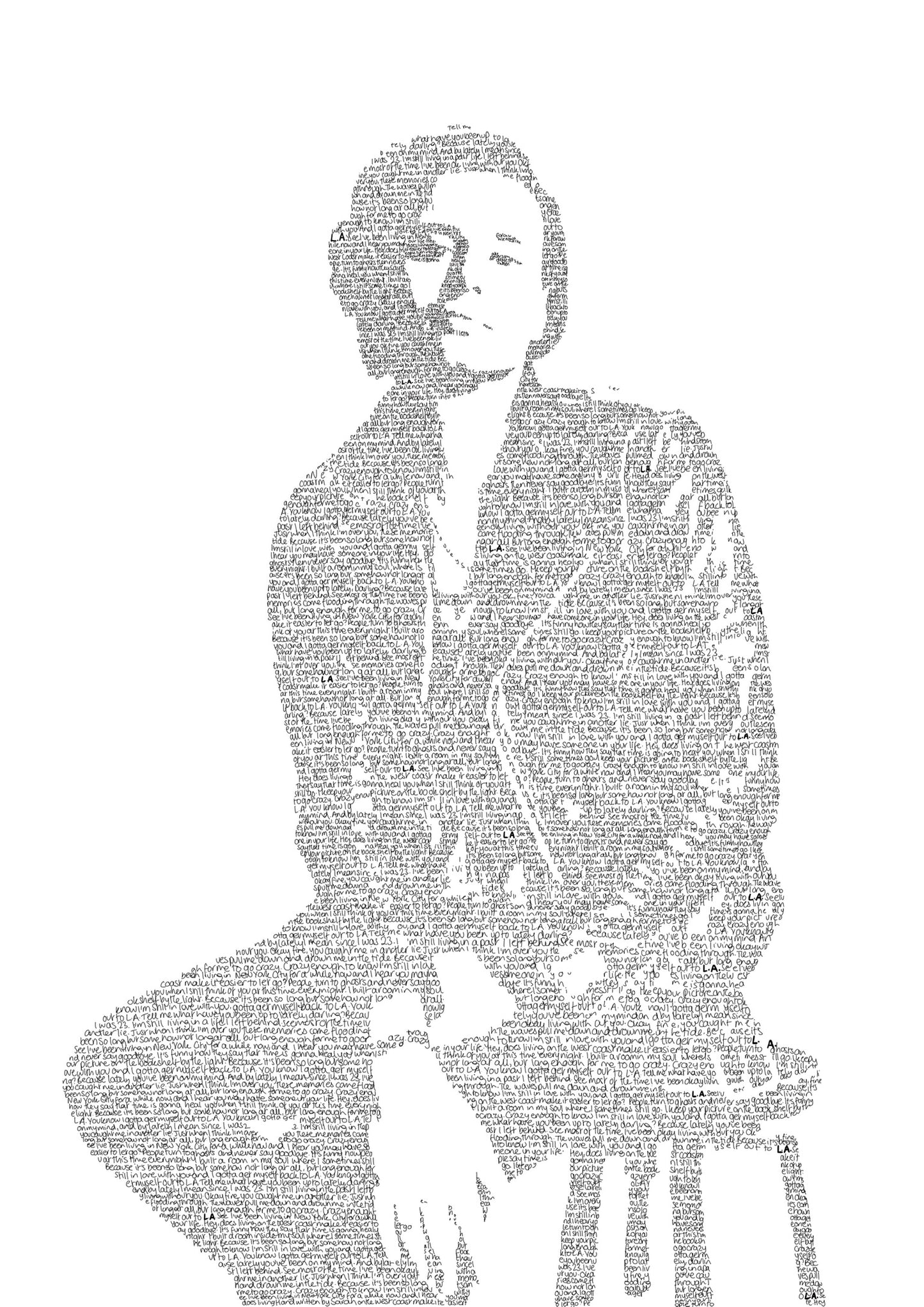 Custom Handwritten Lyric Portrait - PRINT