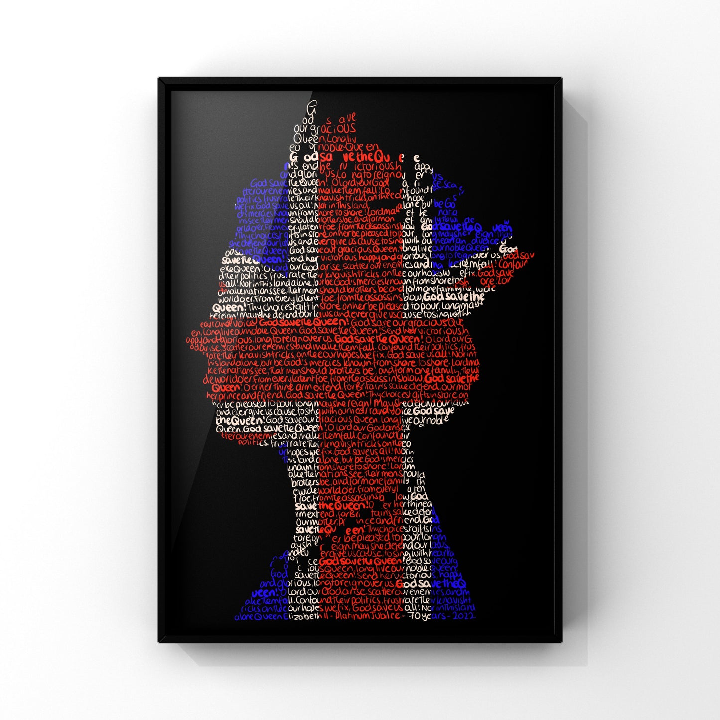 GOD SAVE THE QUEEN - Platinum Jubilee handwritten lyric print